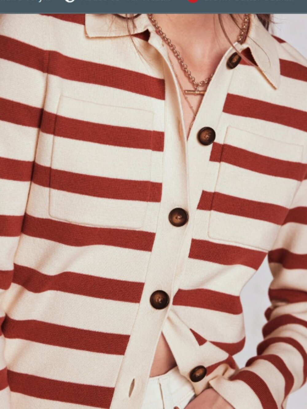 BODEN Astrid Knit Sweater/Cardigan in Warm Ivory/Terracotta XL